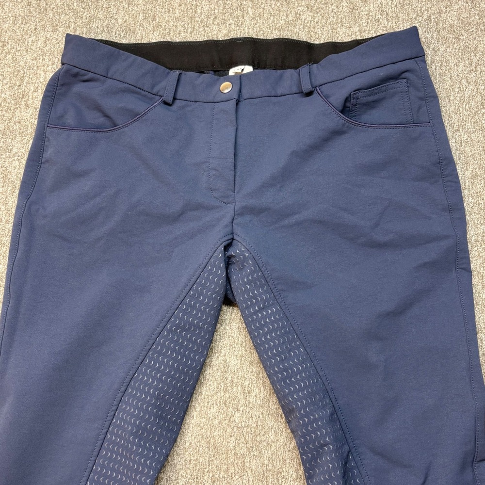 HR Farm Womens Equestrian Breeches Blue Silicone Full Seat Grip Riding Pants 34